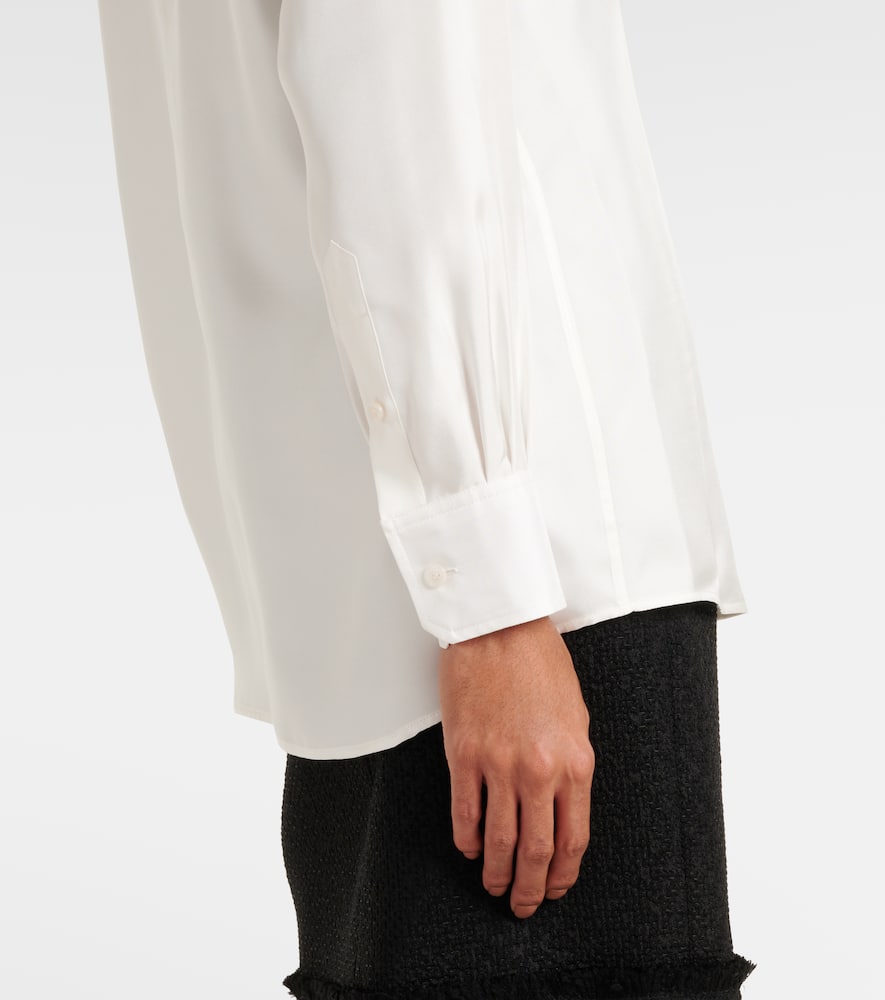 Dolce & Gabbana White Cotton Collared Long Sleeves Formal Top In White