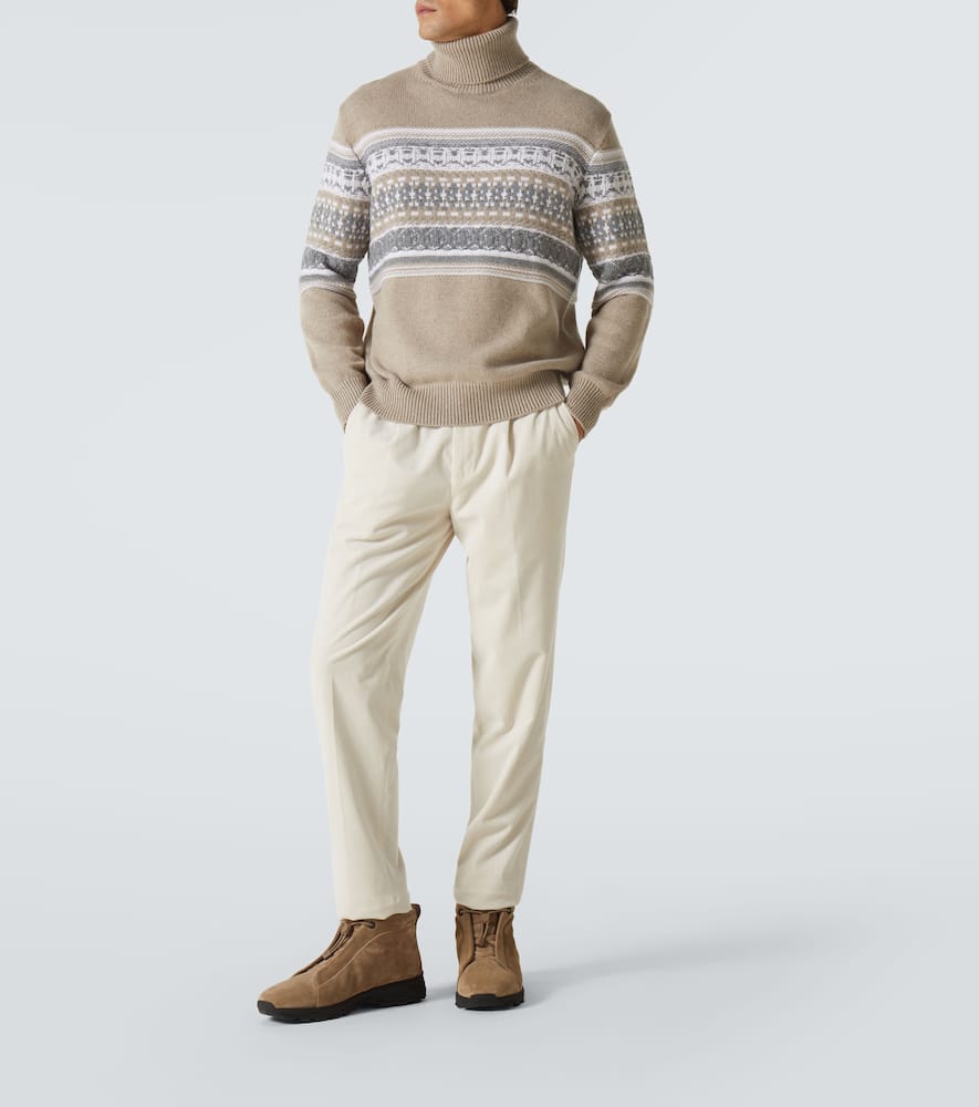 Zegna Suede Triple Stitch High-top Sneakers In Beige