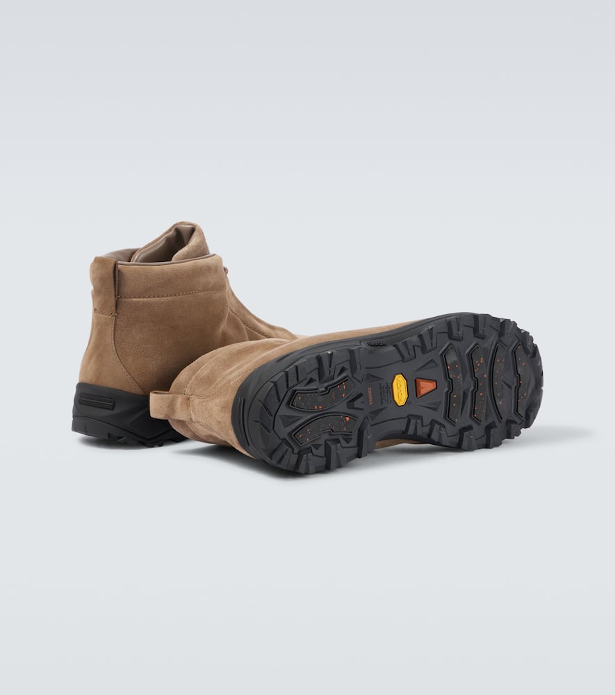 Zegna Suede Triple Stitch High-top Sneakers In Beige
