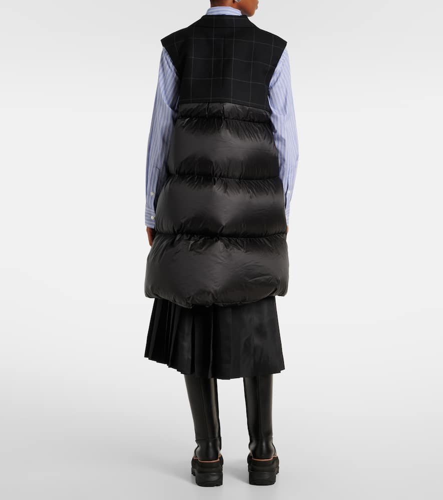 Sacai Checked down-paneled wool vest