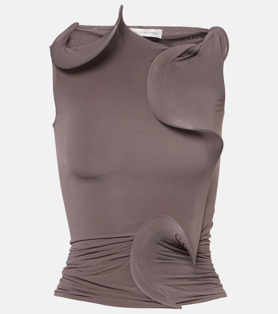 Christopher Esber Torsion Coil Ruched Top In Grey