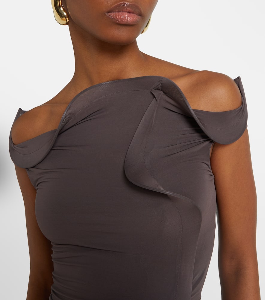 Christopher Esber Torsion Coil Ruched Top In Grey