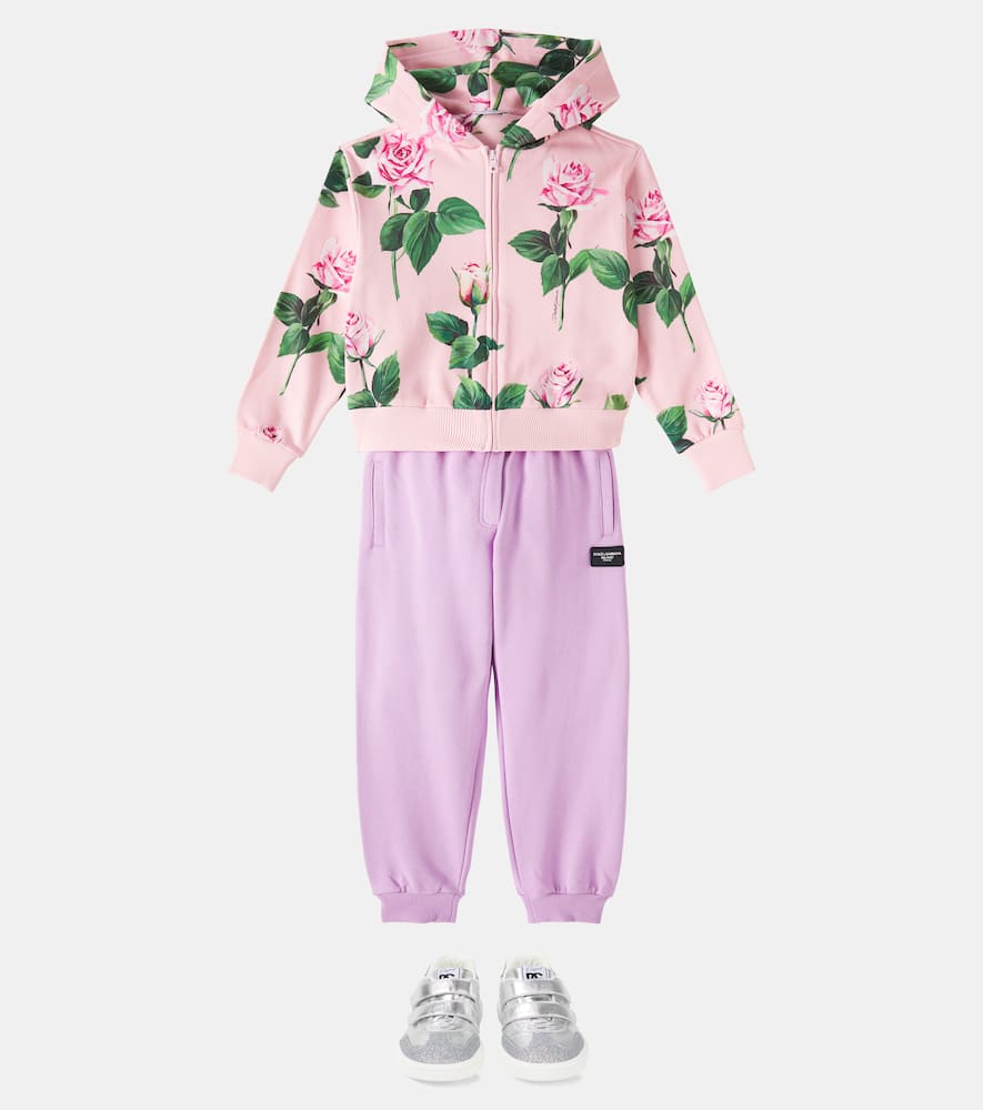 Dolce & Gabbana Boy's Joggers W/ Rubber Logo Patch In Pink