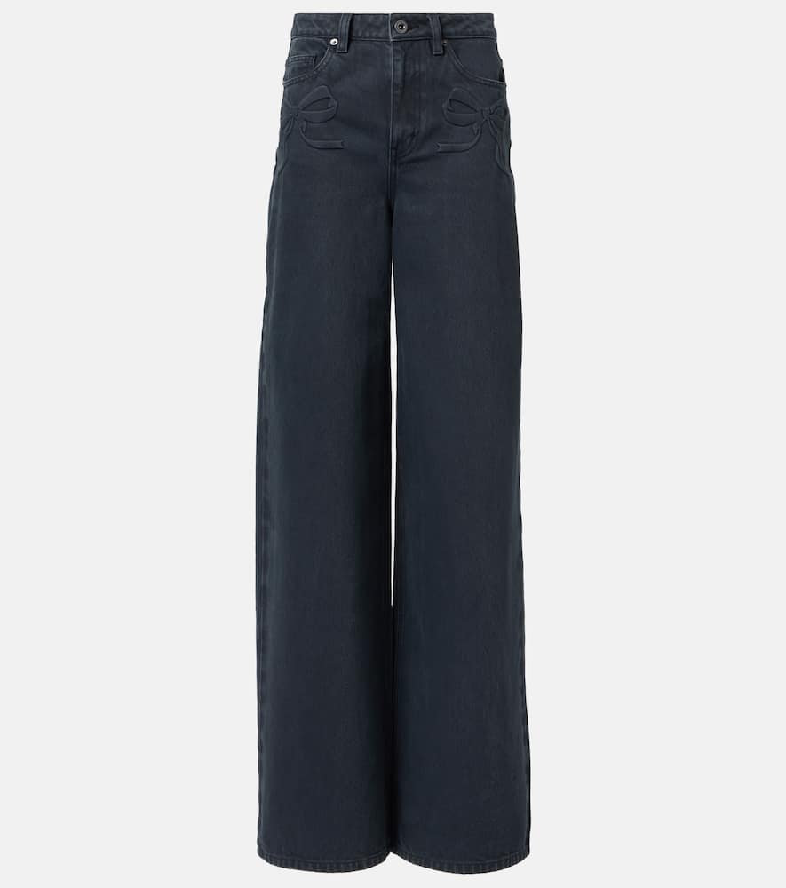Bow-detail mid-rise wide jeans