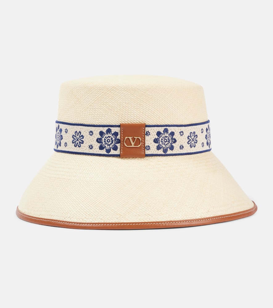 Antibes embroidered straw bucket hat