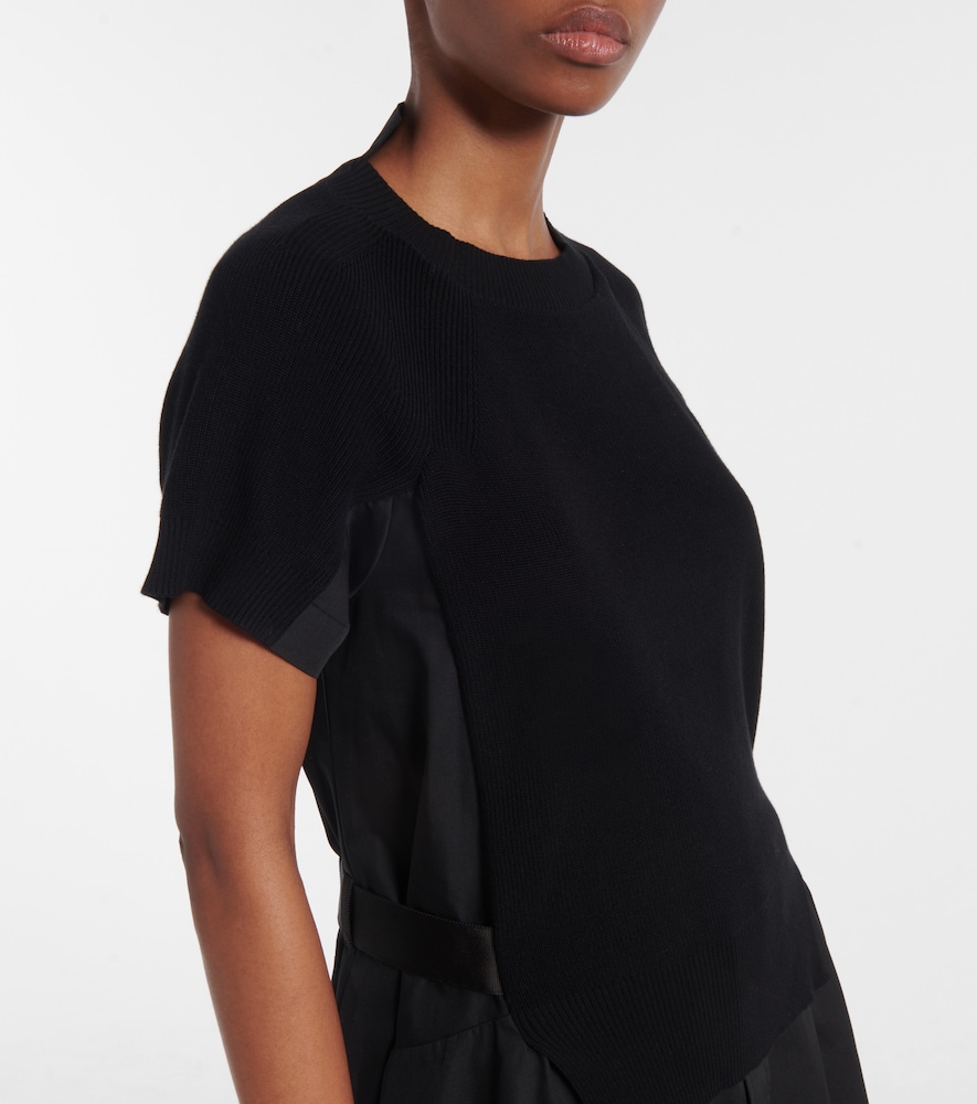  Sacai Sacai Hemdblusenkleid Aus Jersey Und Popeline 