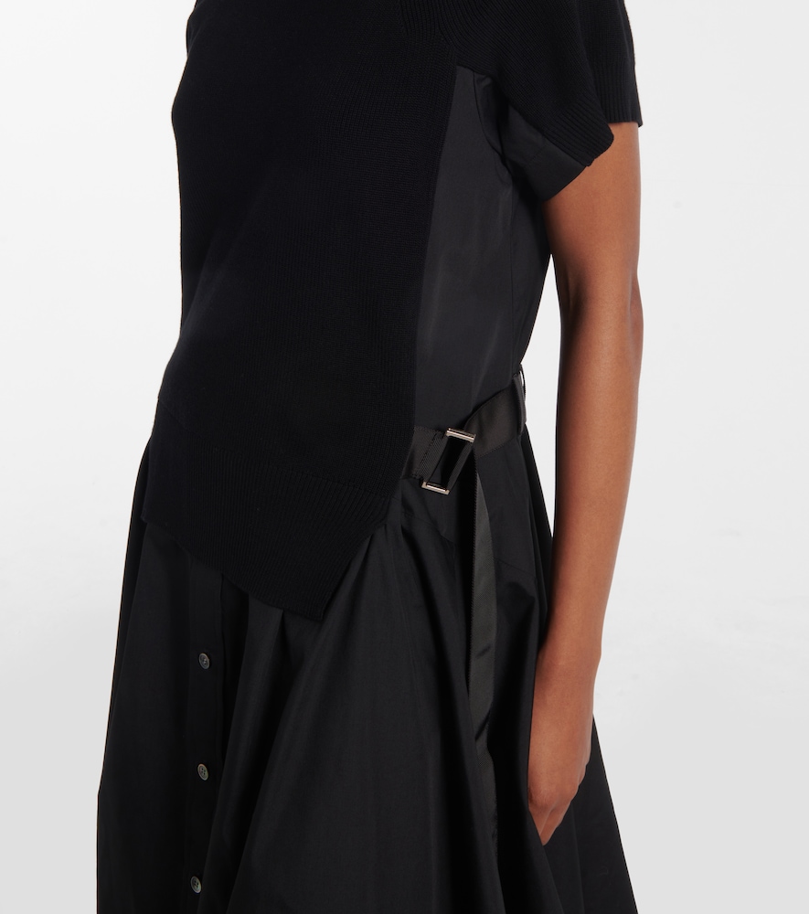  Sacai Sacai Hemdblusenkleid Aus Jersey Und Popeline 