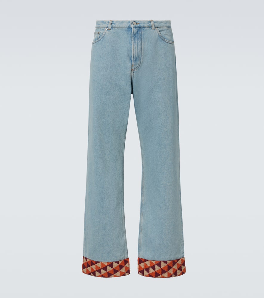 Valentino Denim Trousers With Jacquard Hem