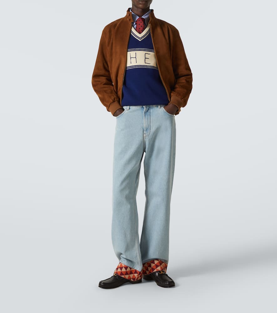 Valentino Denim Trousers With Jacquard Hem