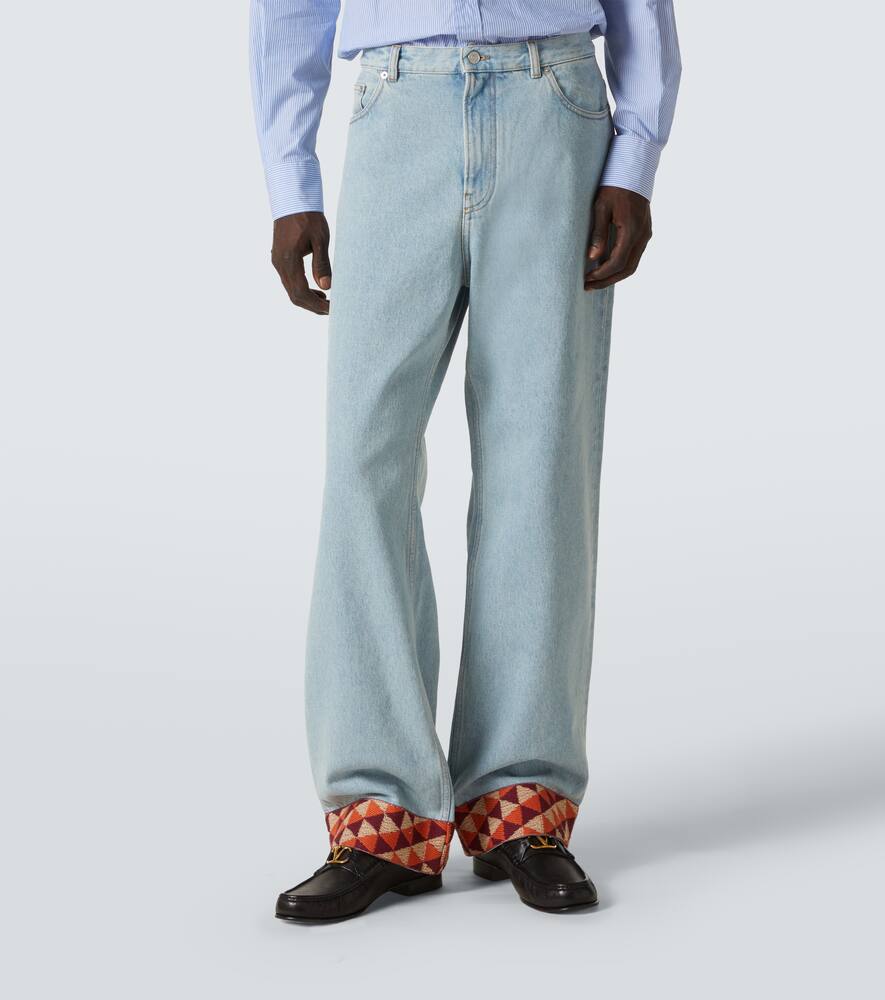 Valentino Denim Trousers With Jacquard Hem