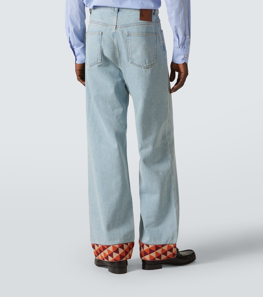Valentino Denim Trousers With Jacquard Hem