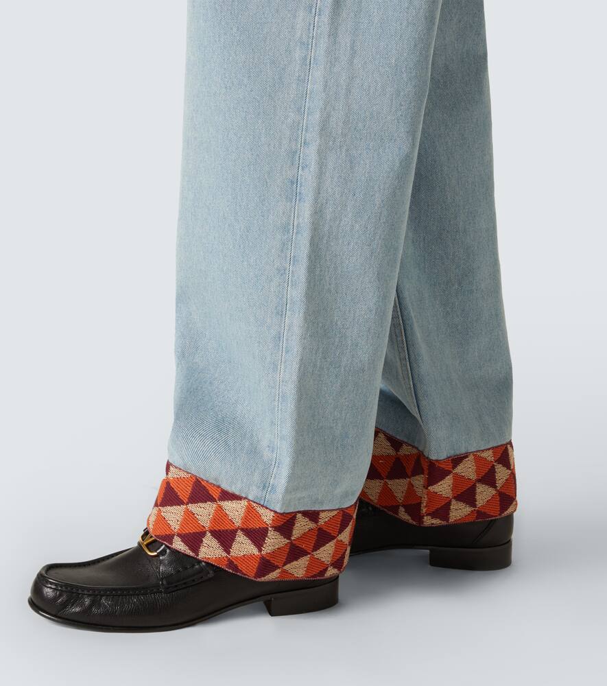 Valentino Denim Trousers With Jacquard Hem