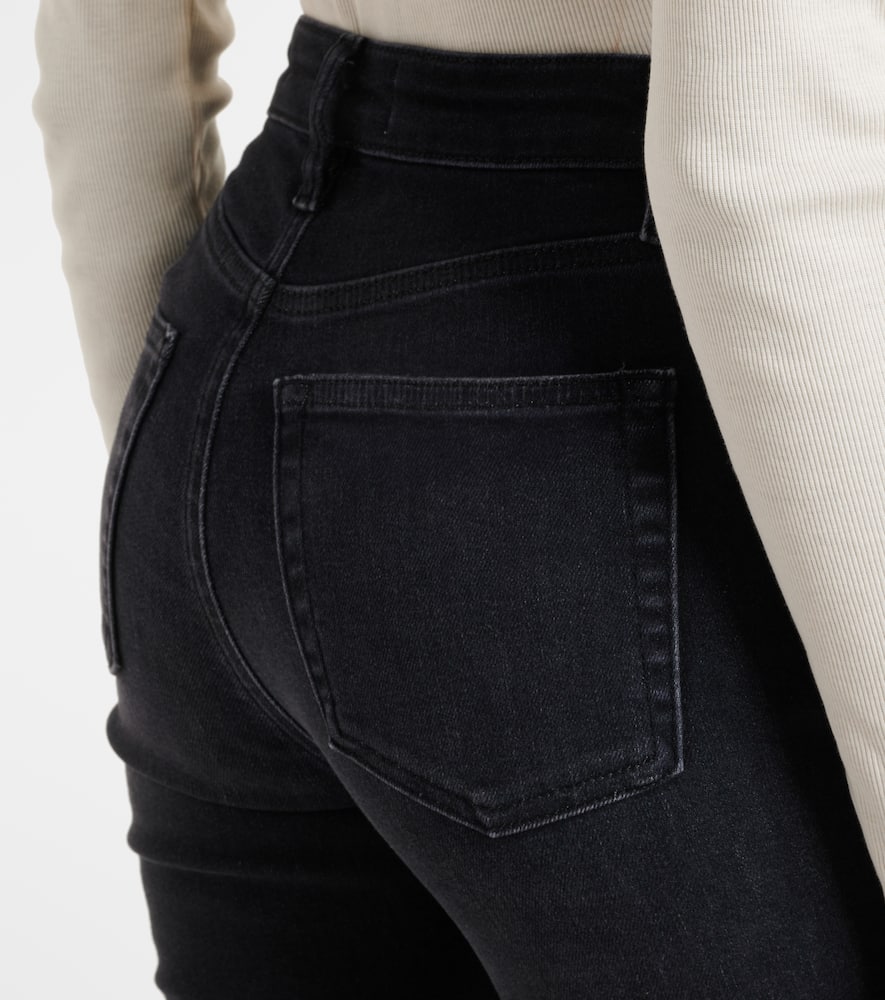 Frame Le Crop High Waist Raw Hem Mini Bootcut Jeans In Animal Print