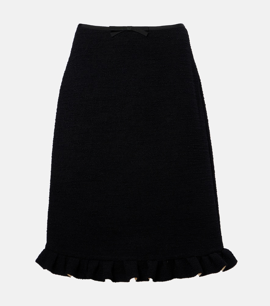 Valentino Ruffled Wool-blend Miniskirt In Black
