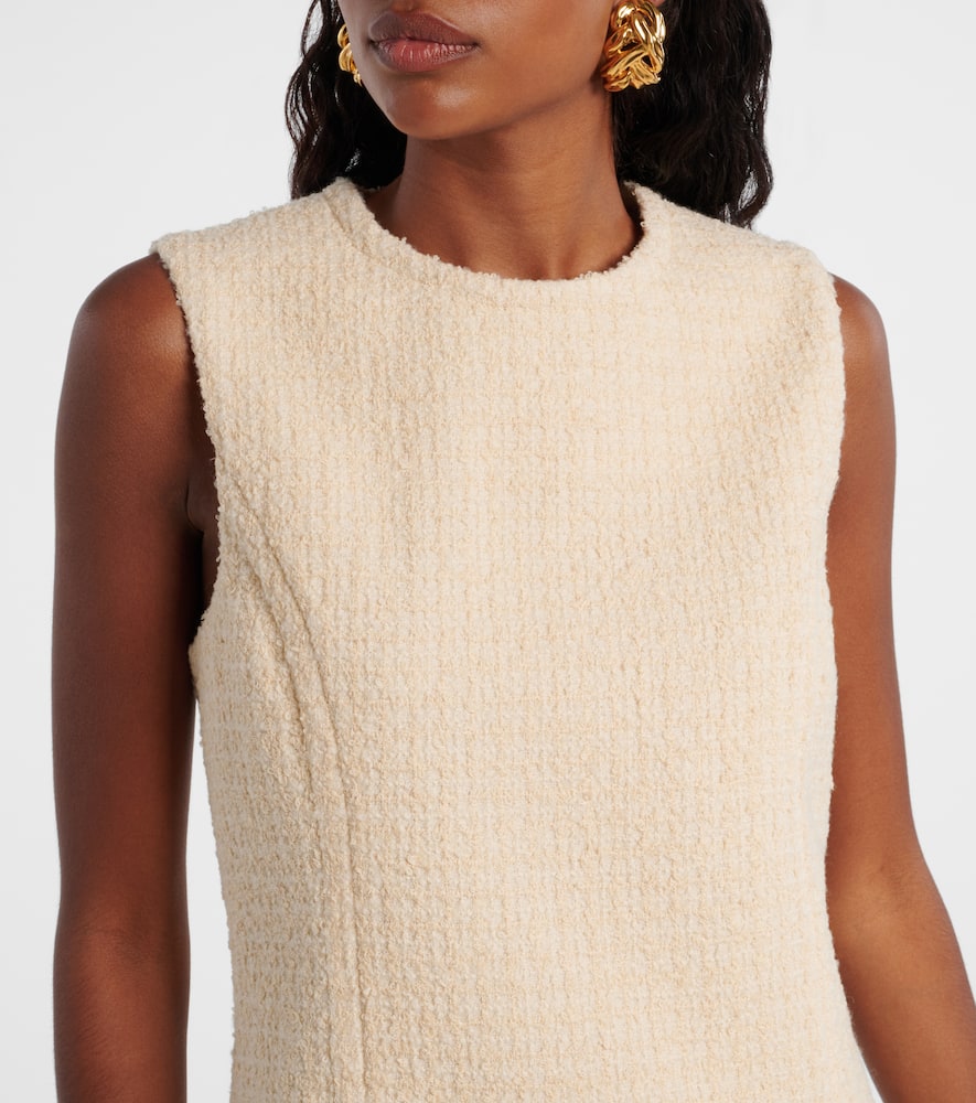 Patou Tweed And Faille Minidress In Neutral