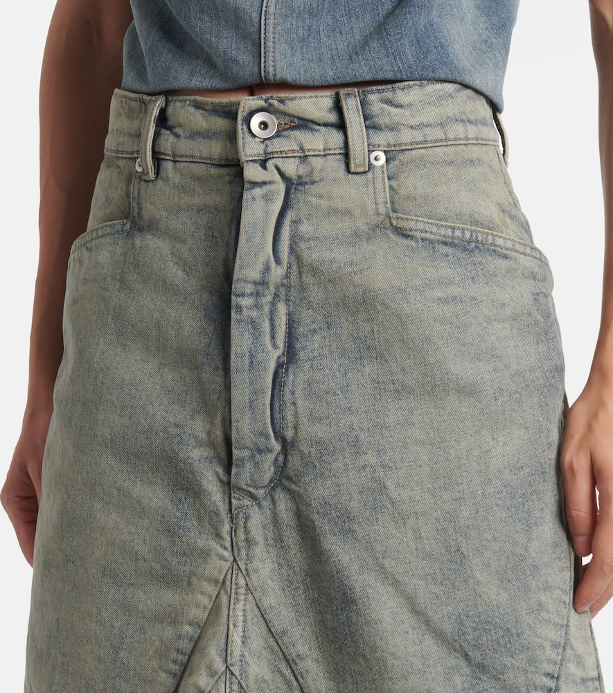 Rick Owens Distressed Denim Maxi Skirt In Neutral