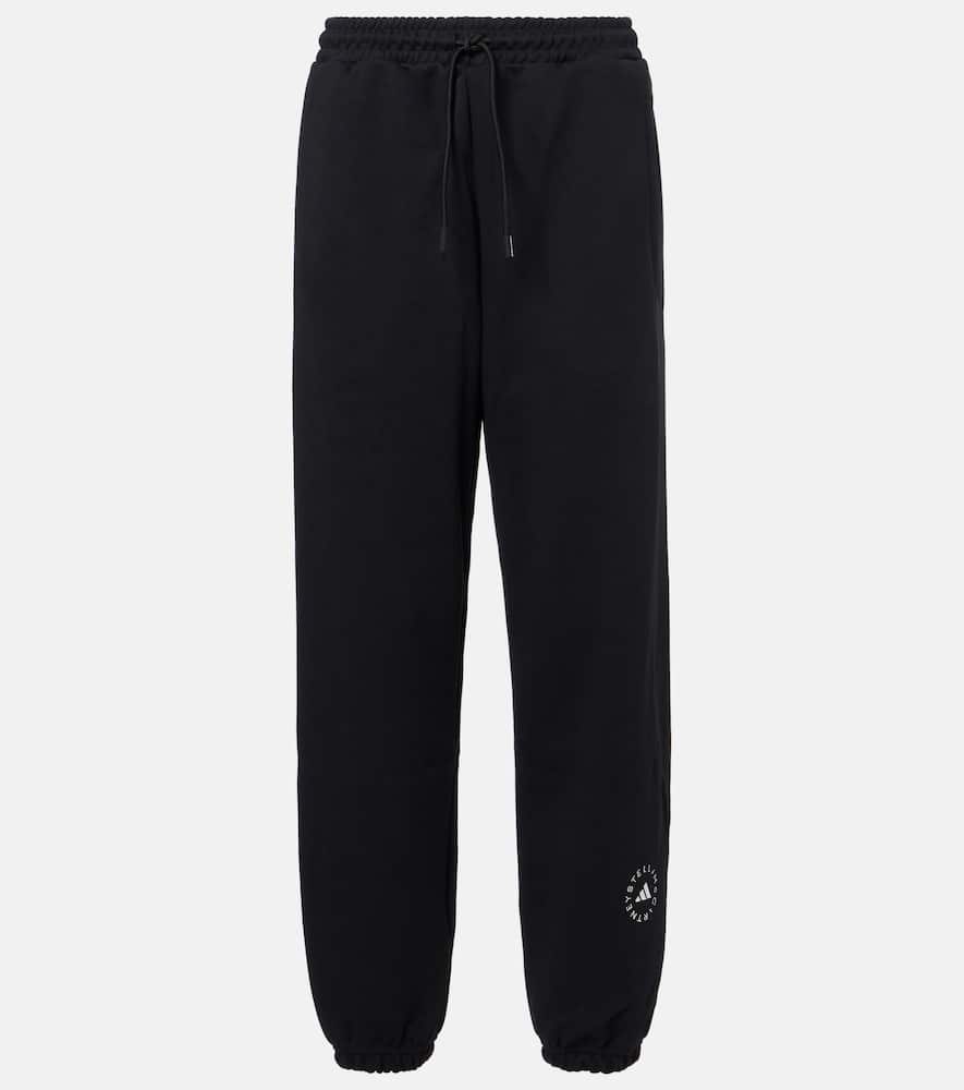 Adidas By Stella Mccartney Logo Cotton-blend Sweatpants In Black