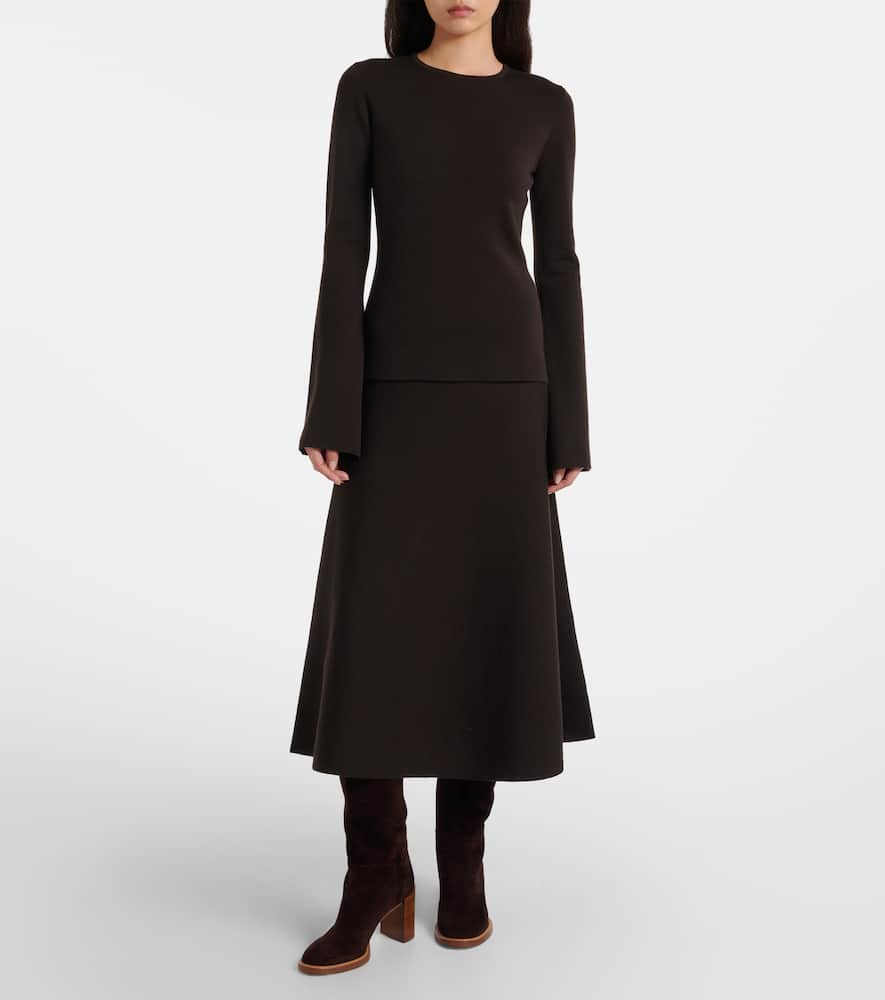Gabriela Hearst Wool, Silk, And Cashmere Midi Skirt In Black