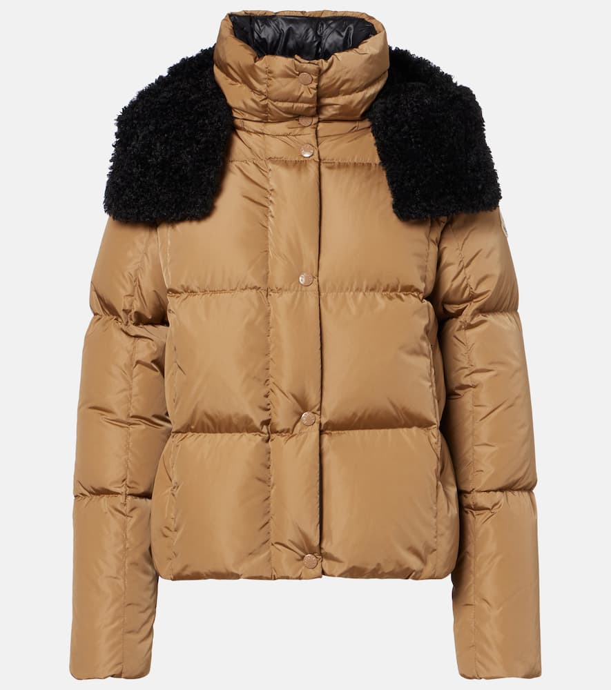 Moncler Castelnou Square-quilted Hooded Short Down Jacket Clothing In Brown