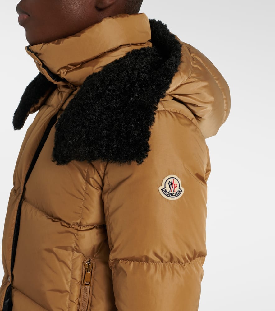Moncler Castelnou Square-quilted Hooded Short Down Jacket Clothing In Brown