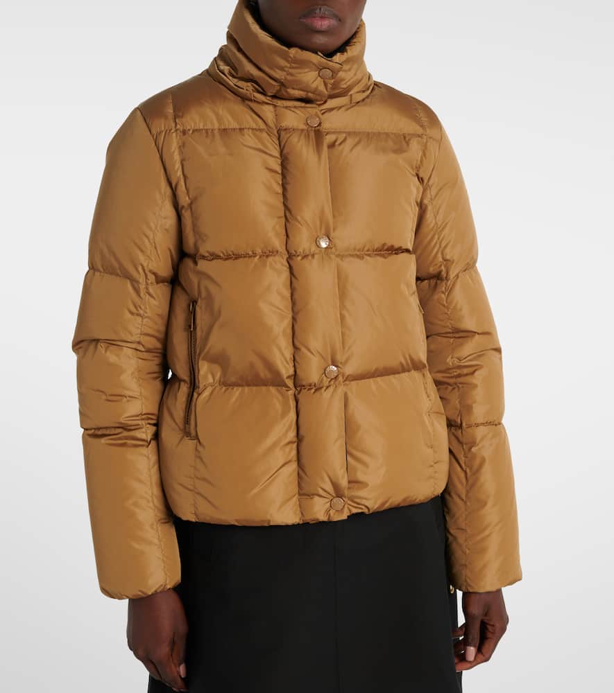 Moncler Castelnou Square-quilted Hooded Short Down Jacket Clothing In Brown