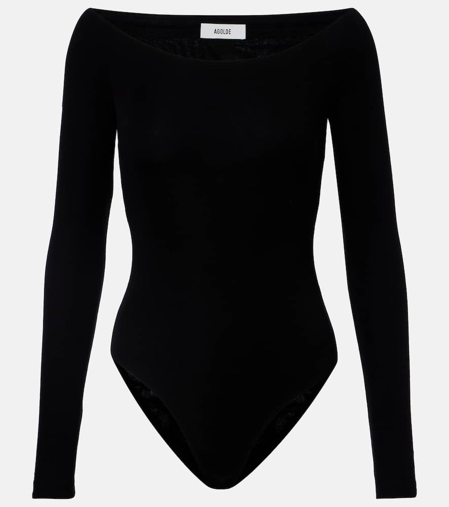 Agolde Maren Off-shoulder Bodysuit In Black