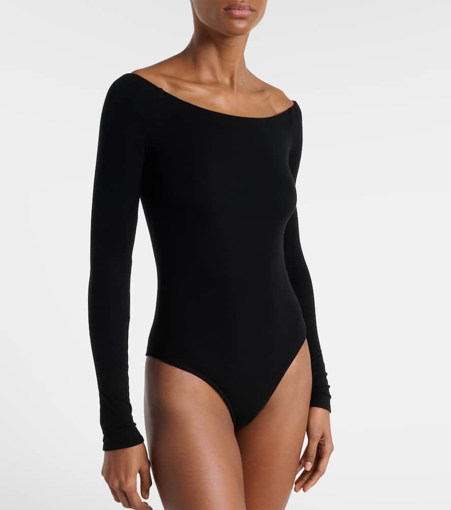 Agolde Maren Off-shoulder Bodysuit In Black