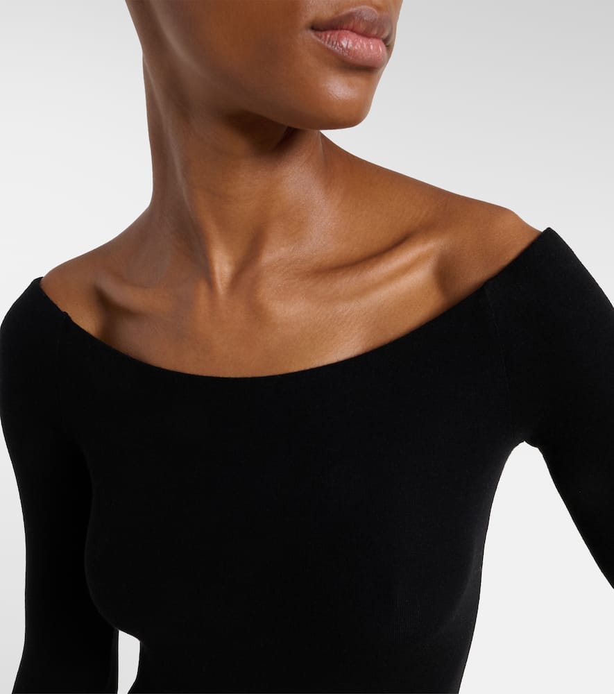 Agolde Maren Off-shoulder Bodysuit In Black