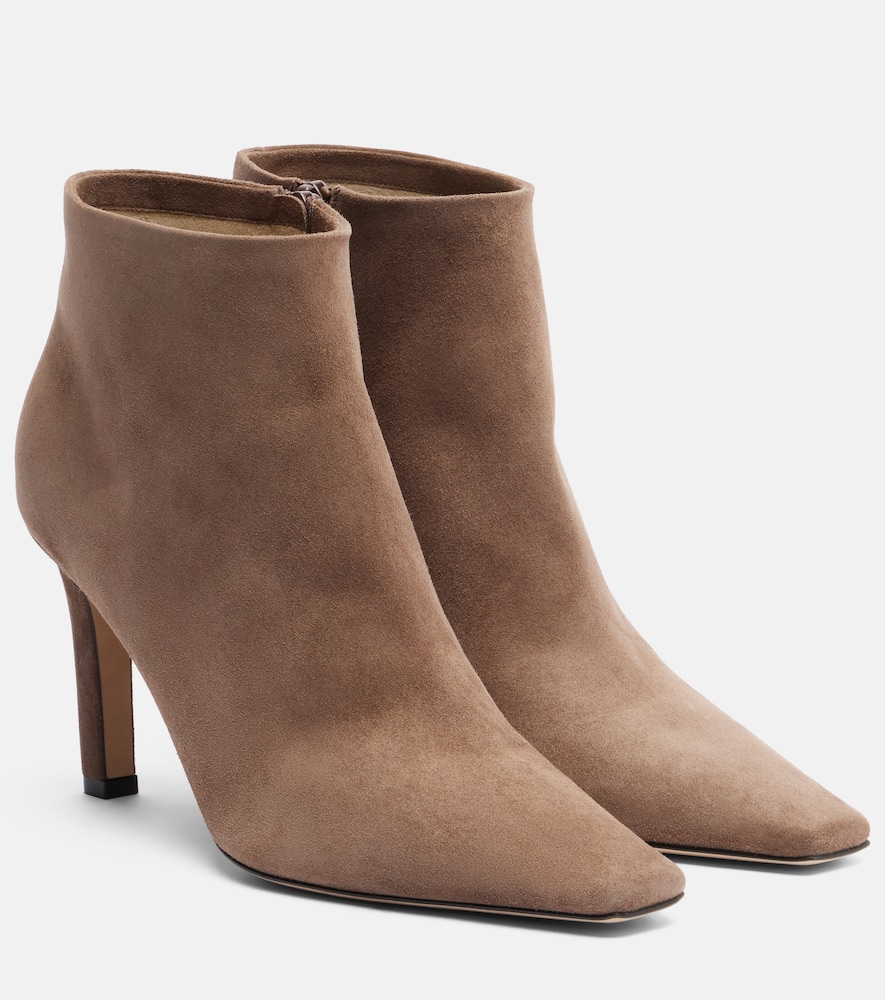 The Row Suede Ankle Boots In Gray