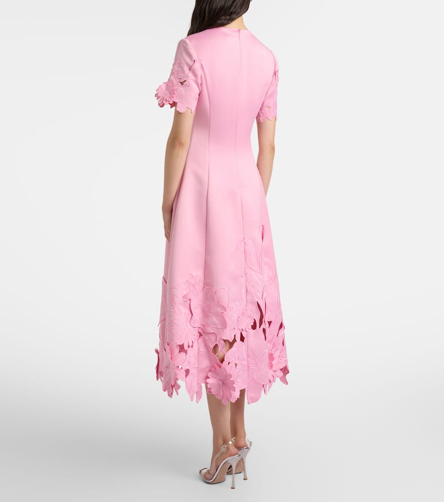 Leo Lin Floral-appliqué Embroidered Cocktail Dress In Pink