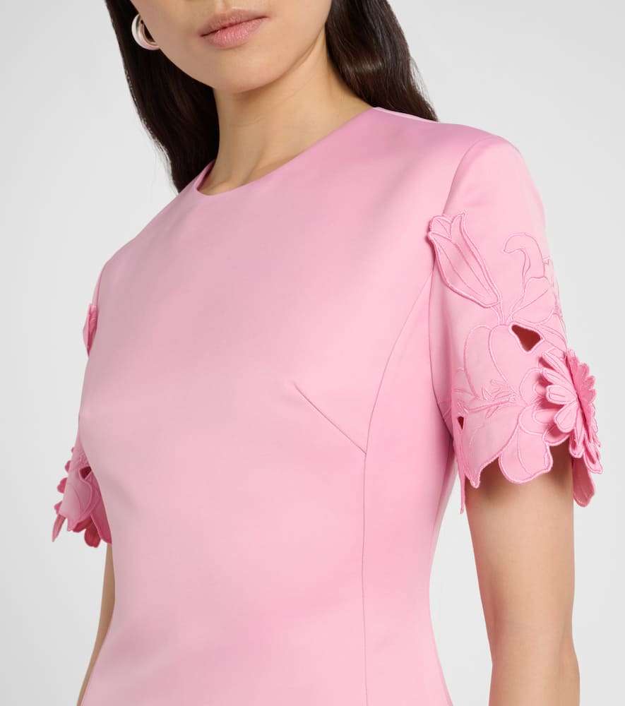 Leo Lin Floral-appliqué Embroidered Cocktail Dress In Pink