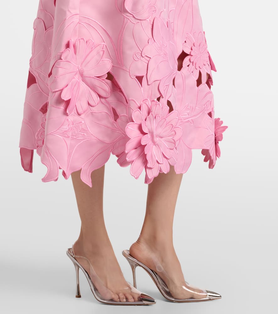 Leo Lin Floral-appliqué Embroidered Cocktail Dress In Pink