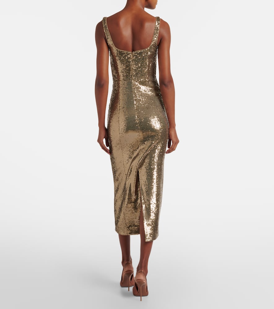 Roland Mouret Sequined Midi Dress In Gold