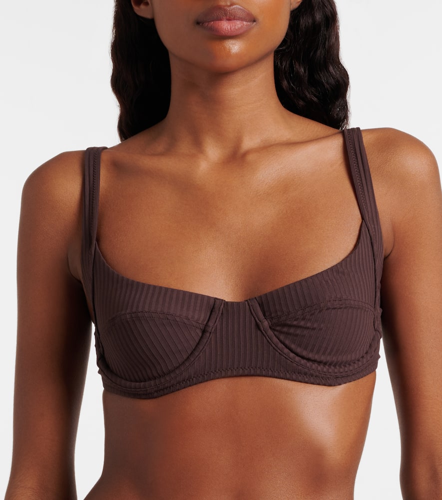 Melissa Odabash Noto Ribbed-knit Bikini Top In Brown