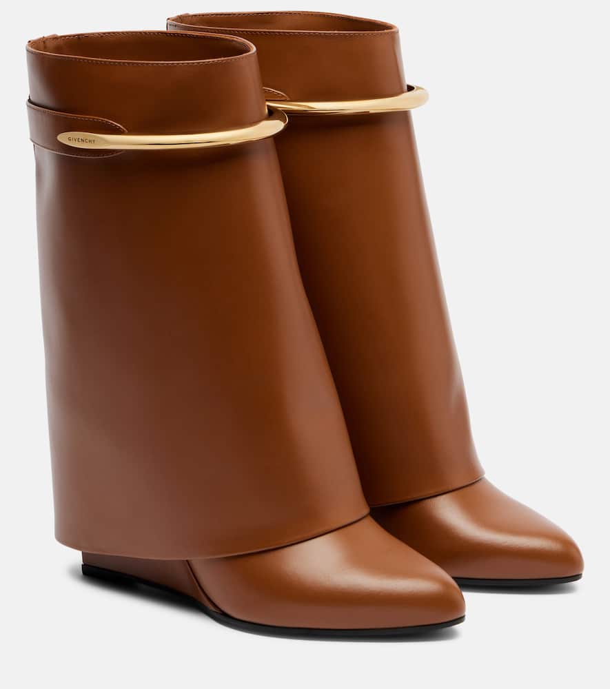 Givenchy Shark 95 Leather Mid-calf Boots In Brown