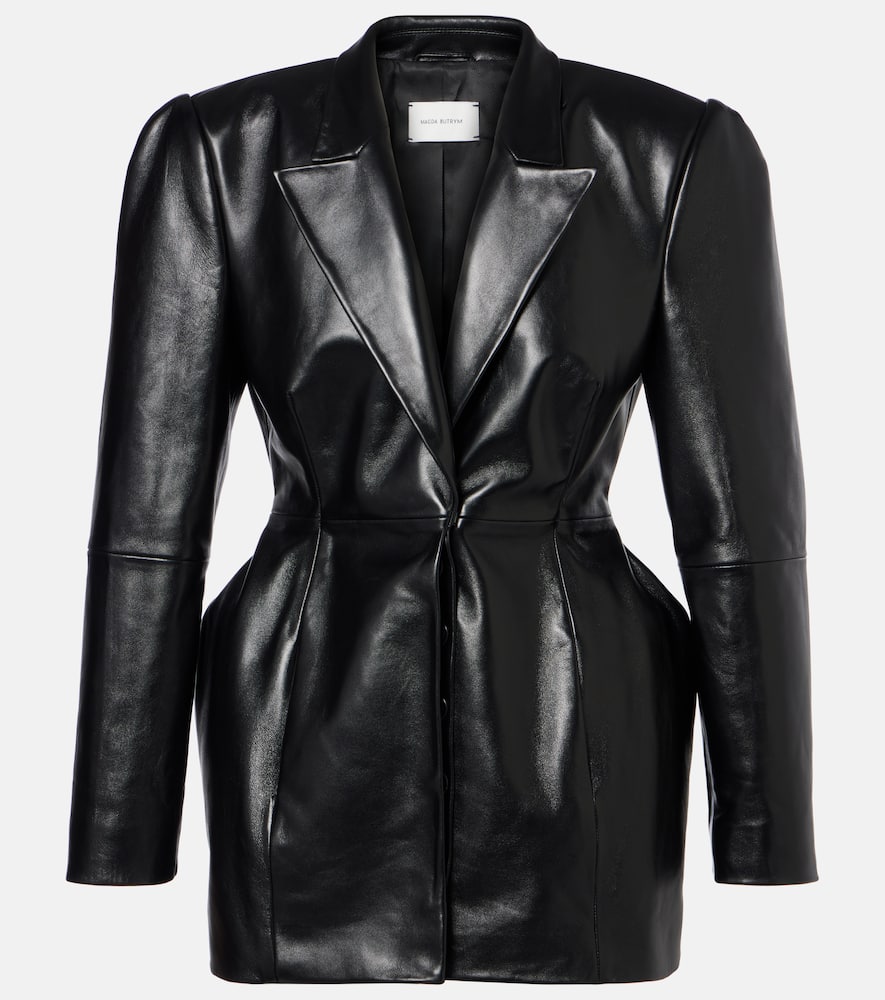 Magda Butrym Leather Blazer In Black