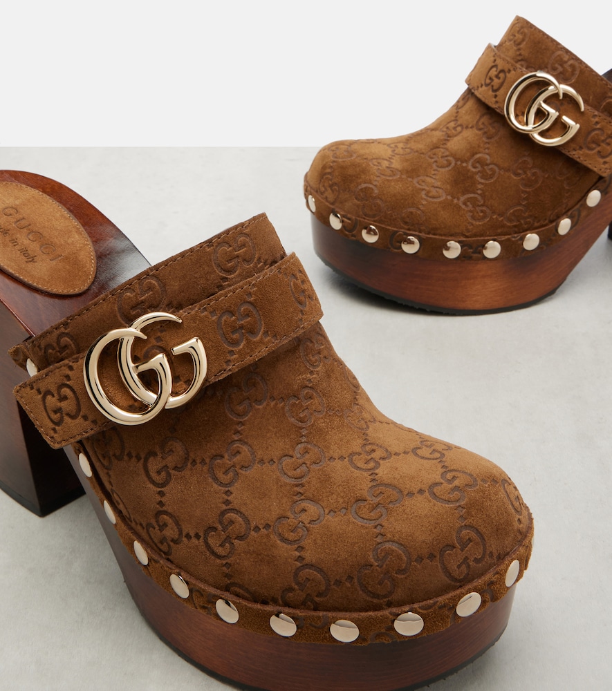  Gucci Gucci Double G Gg Suede Clogs 