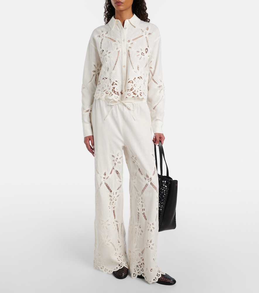 Veronica Beard Daisy cotton and linen wide-leg pants