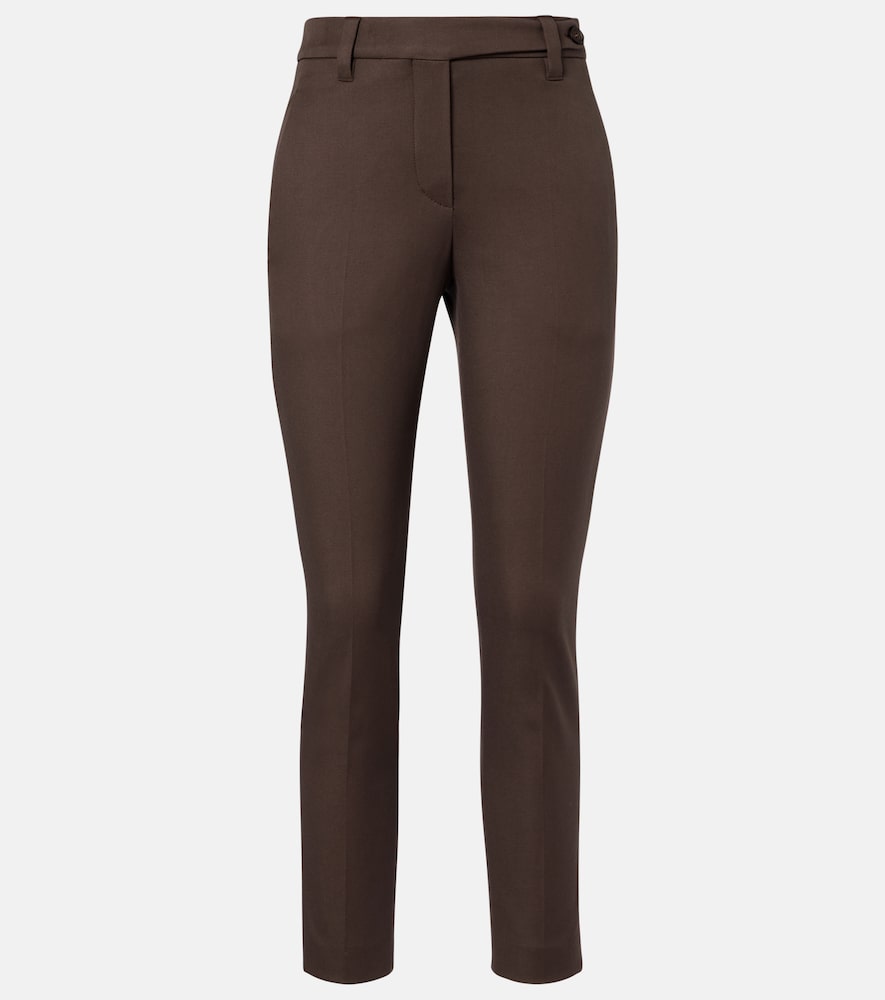 Brunello Cucinelli Women's Brown Monili Cotton-Blend Slim Pants UK Size 18 - Mytheresa