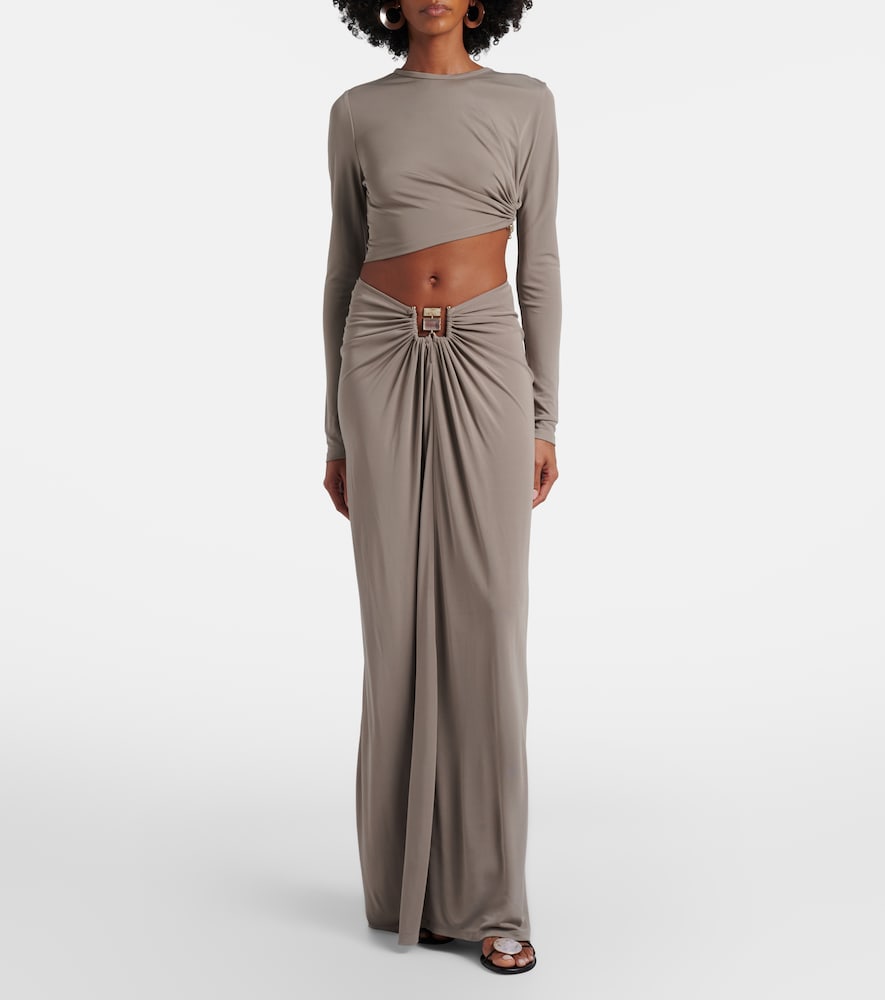 Christopher Esber Bezel Quartz gathered jersey maxi skirt