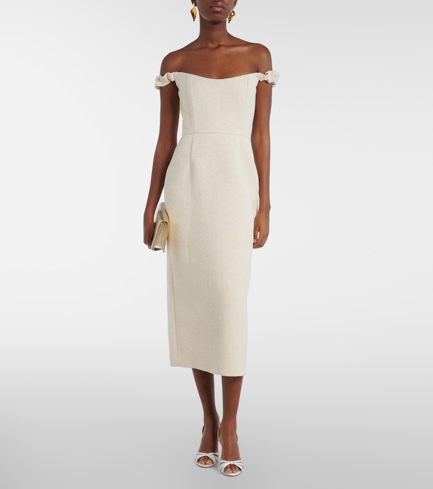  Markarian Markarian Bridal Amina Wool-blend Jacquard Midi Dress 