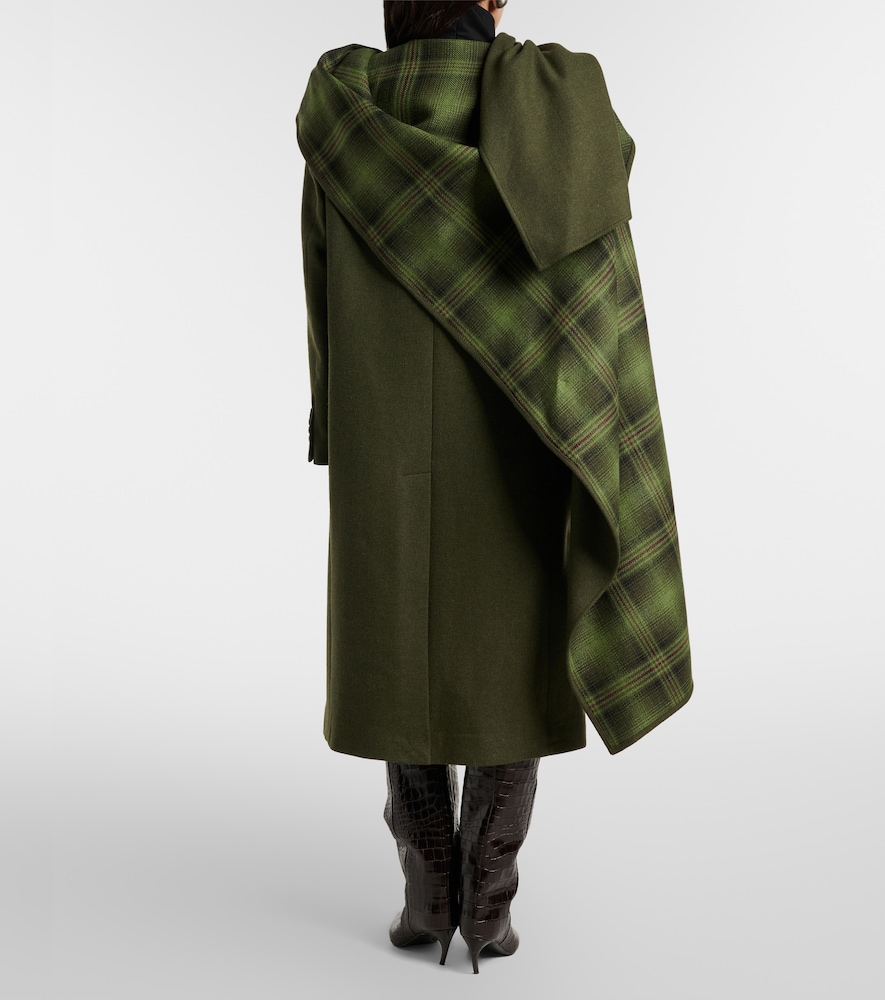 Scarf-Detail Wool-Blend Coat