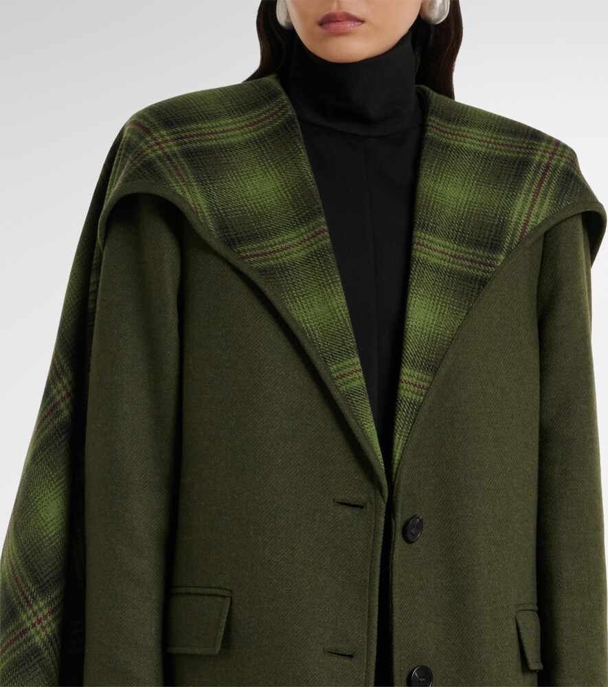 Scarf-Detail Wool-Blend Coat