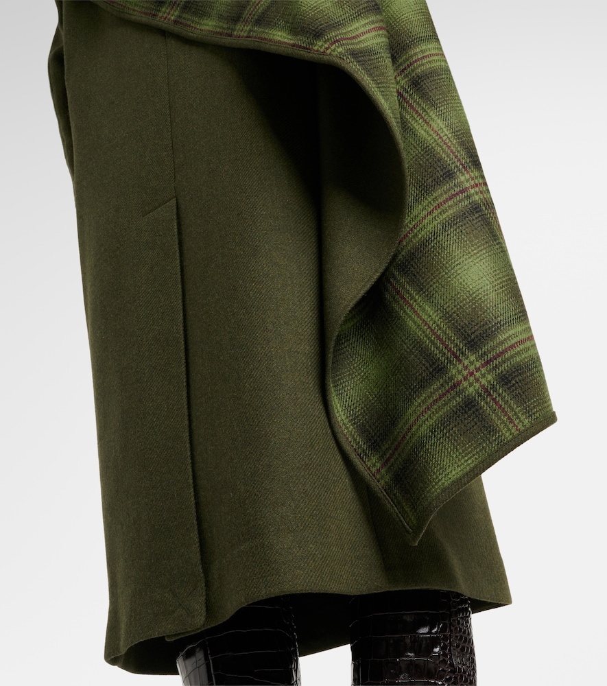 Scarf-Detail Wool-Blend Coat