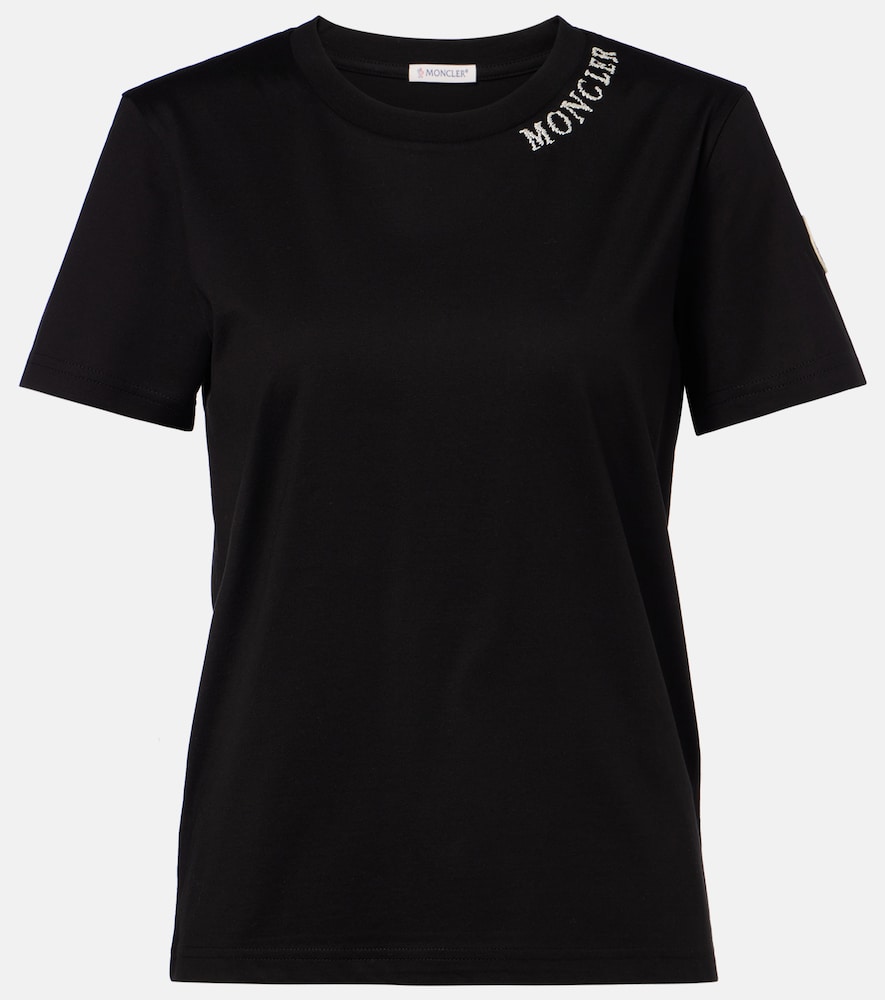 Moncler Women's Black Logo Cotton Jersey T-Shirt UK Size 6 - Mytheresa