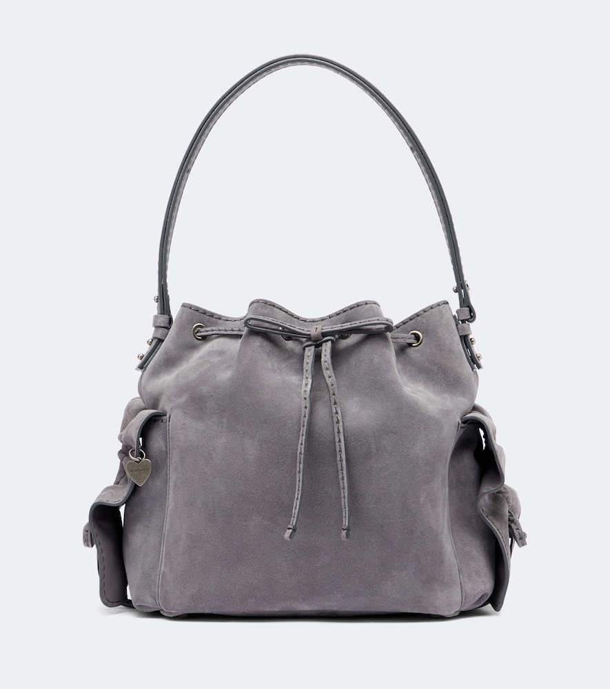 Bucket Bag Multipocket Medium aus Veloursleder