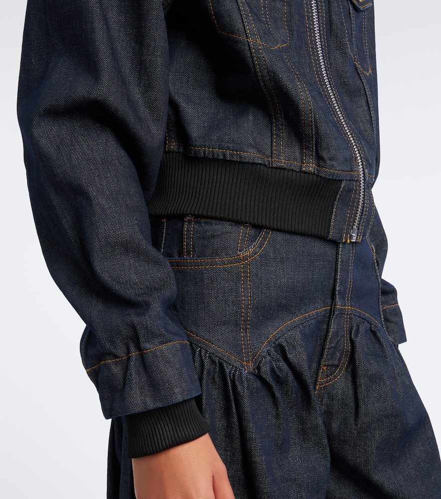 Cropped Denim Blouson Jacket