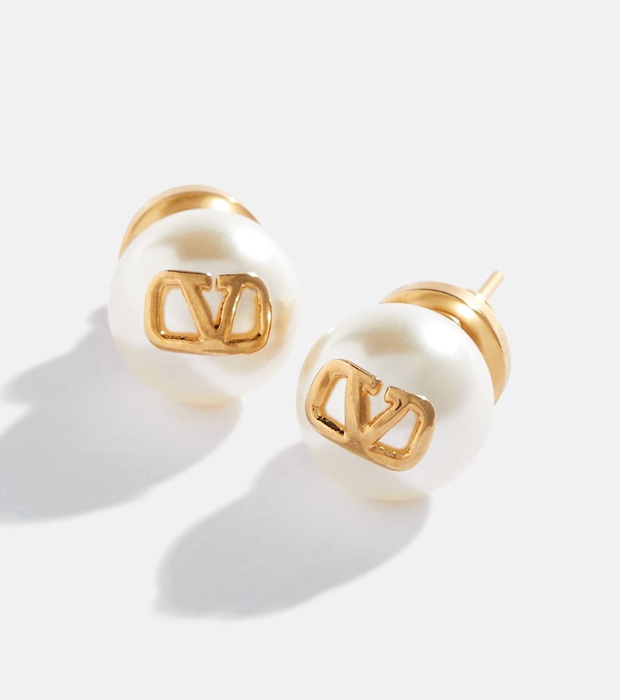  Valentino Valentino Vlogo Faux Pearl Earrings 