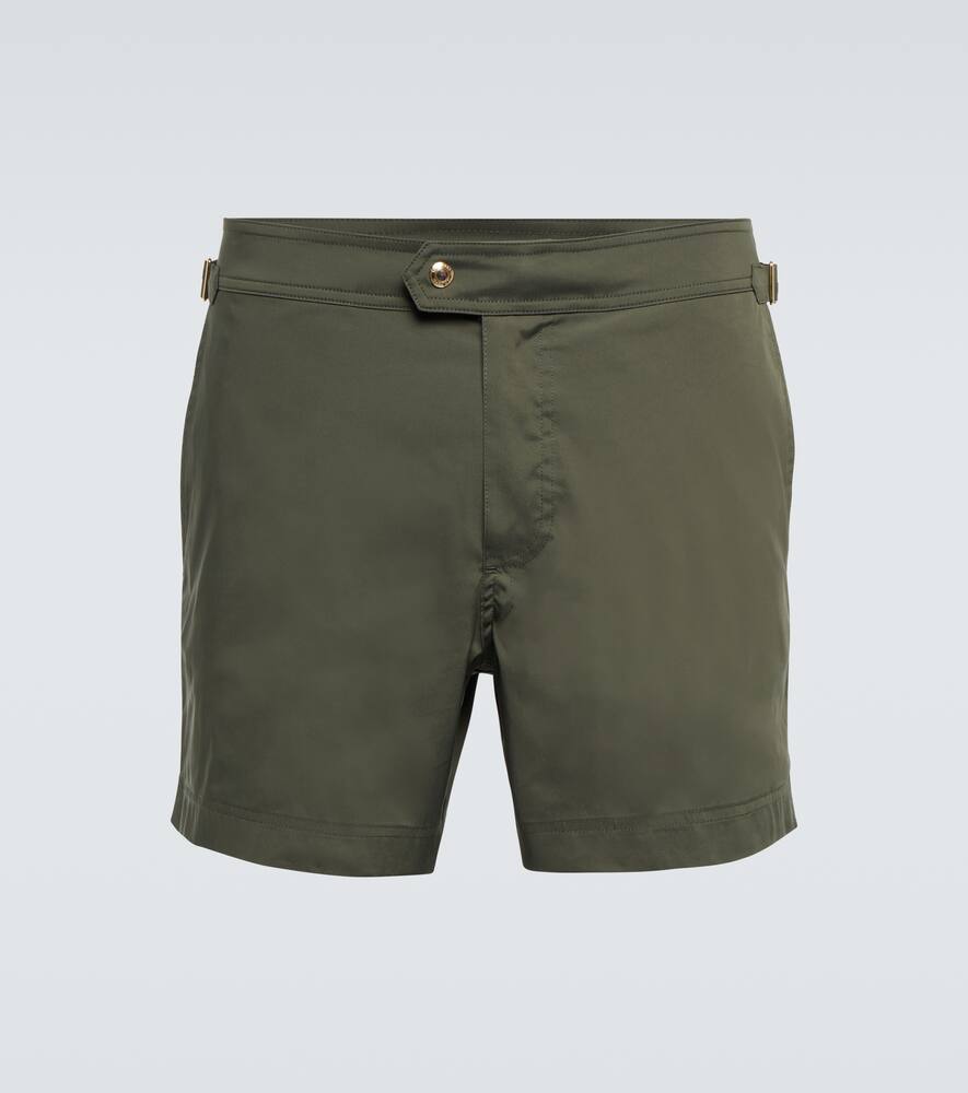Tom Ford Compact Poplin Swim Shorts In Clover