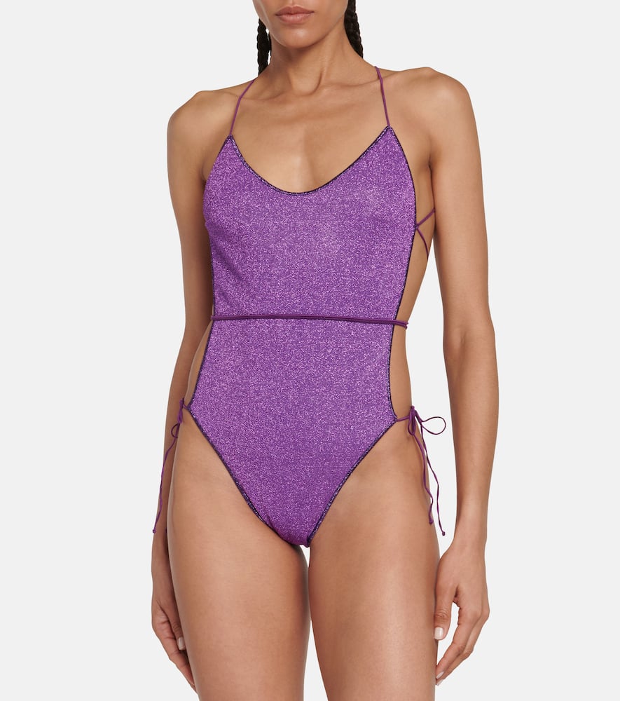 Shop Oseree Oséree Lumière Scoop-neck Swimsuit In Purple